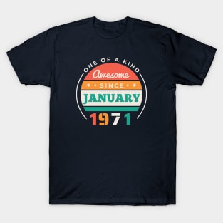 Retro Awesome Since January 1971 Birthday Vintage Bday 1971 T-Shirt